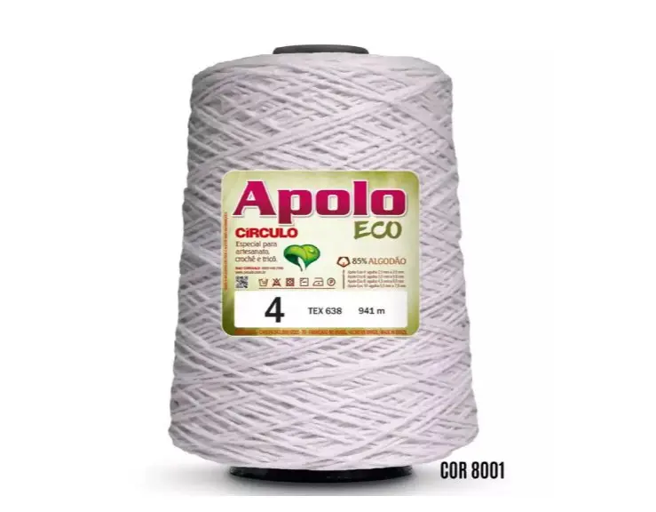 8001 APOLO ECO 4 (85%% бавовна, 15%% волокна, 600гр, 940м 1шт). Каталог товарів. Вязання. Пряжа Circulo