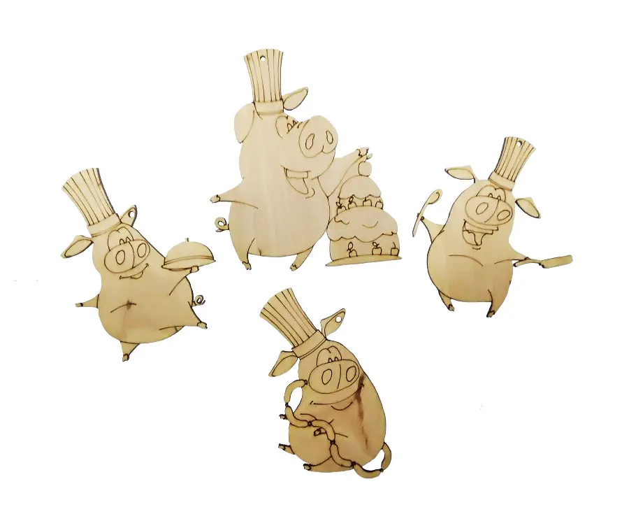 7126-F Деревянные заготовки для декупажа. Свиньи поварята. Каталог товарів. Творчість. Фанерні заготівки під декупаж
