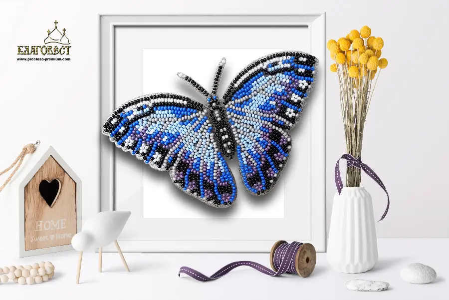 Б-011-2 Набор для вышивки бисером на прозрачной основе "3-D Бабочка Морфо Пелеида". Каталог товарів. Набори